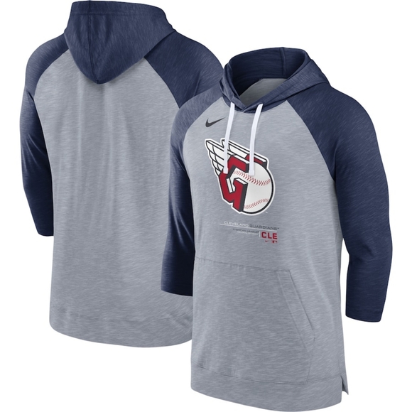 Cleveland Guardians Nike Raglan 3/4 Sleeve Pullover Hoodie Shirt Men Size 2XL - Picture 1 of 6